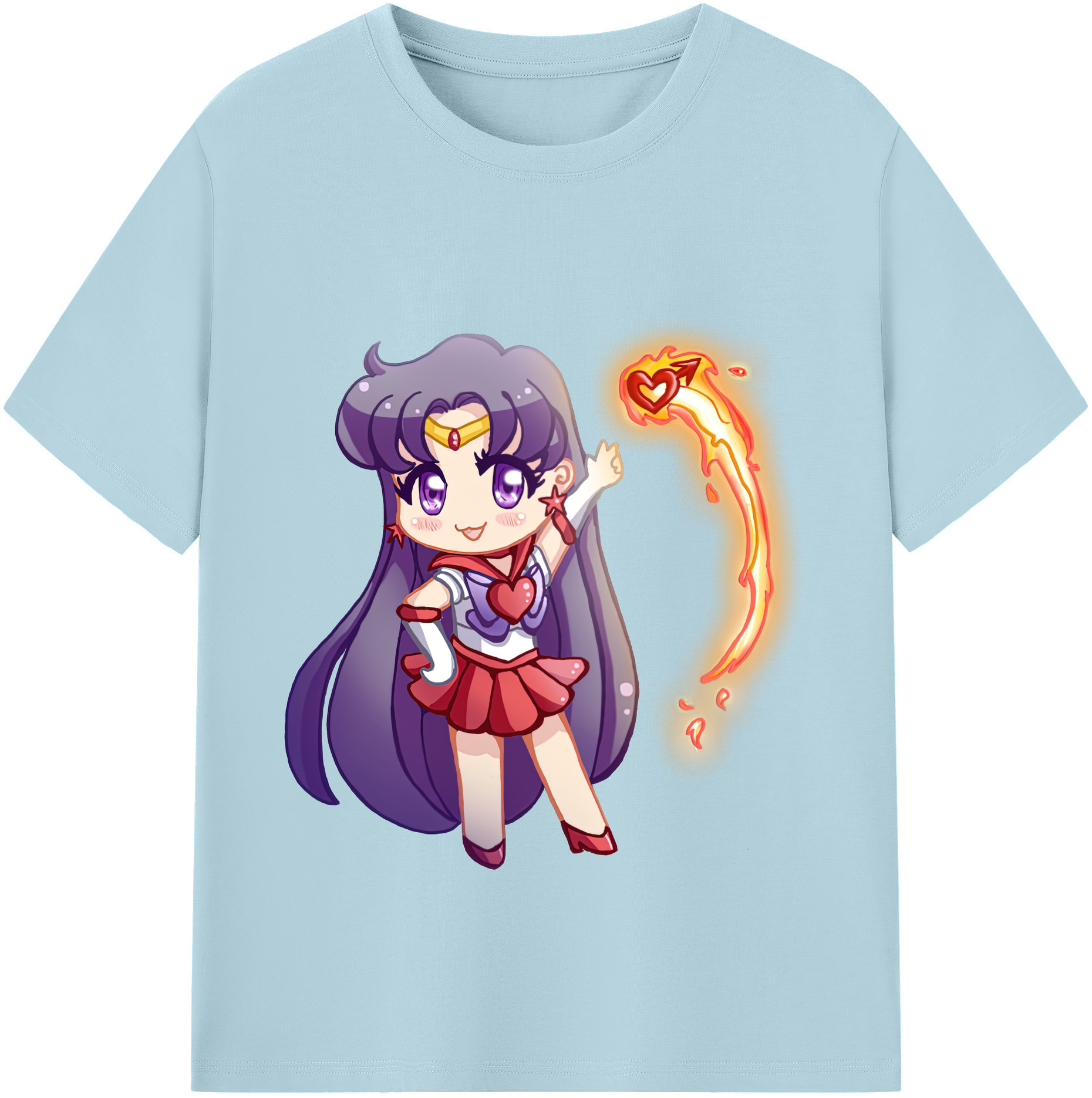 （画像用） 美少女戦士セーラームーン 火野レイ ひの レイ Sailor Moon Hino Rei （セーラーマーズ,Sailor Mars） 綿100％半袖Tシャツ（フロントプリント）